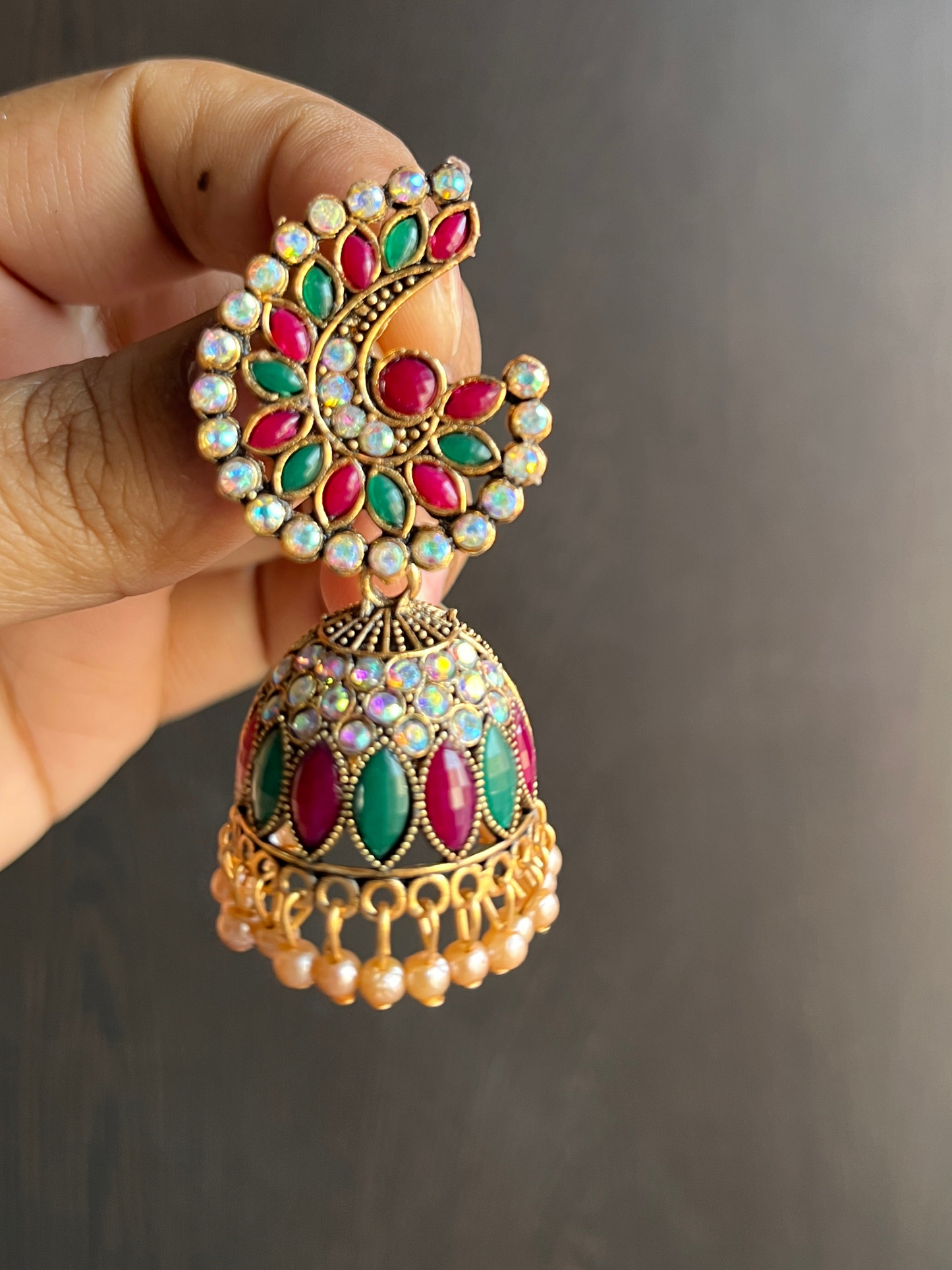 Multi colour jhumka earrings