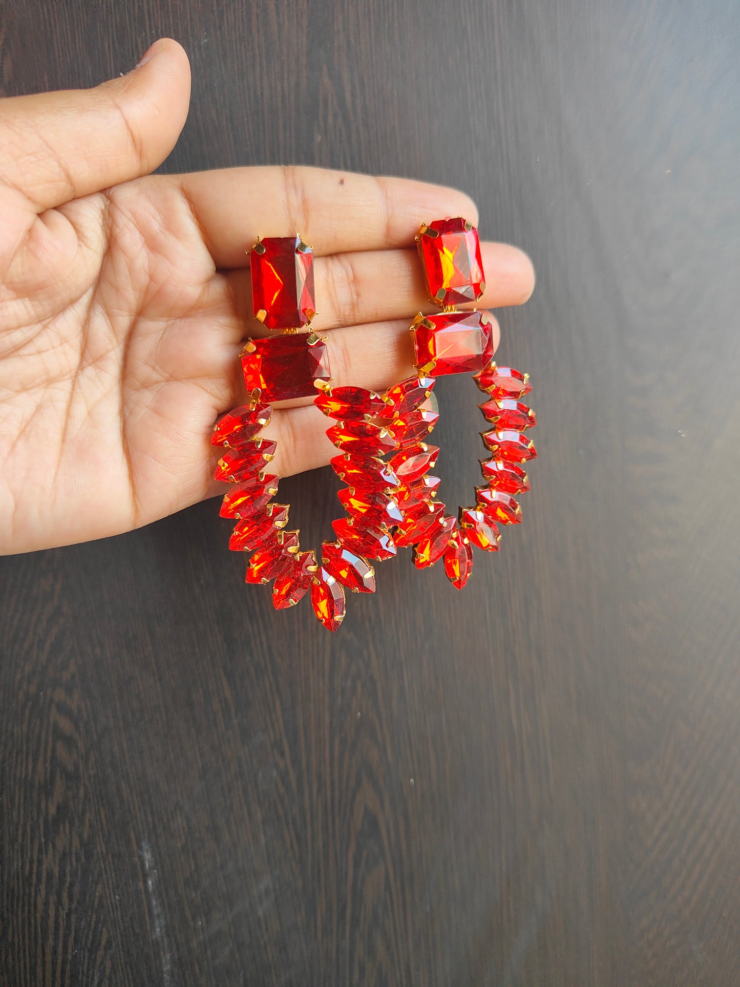 Red stone earrings