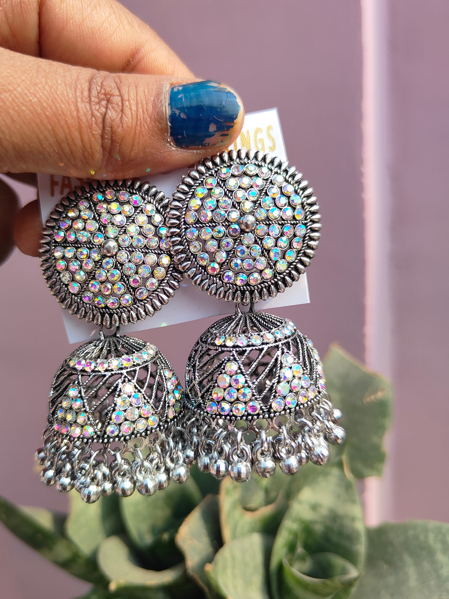 Bareilly silver jhumkas