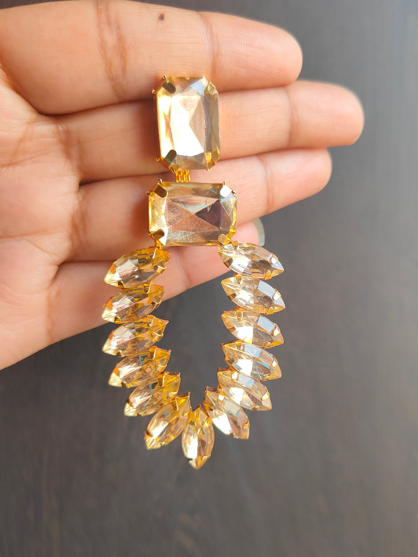 Gold stone earrings