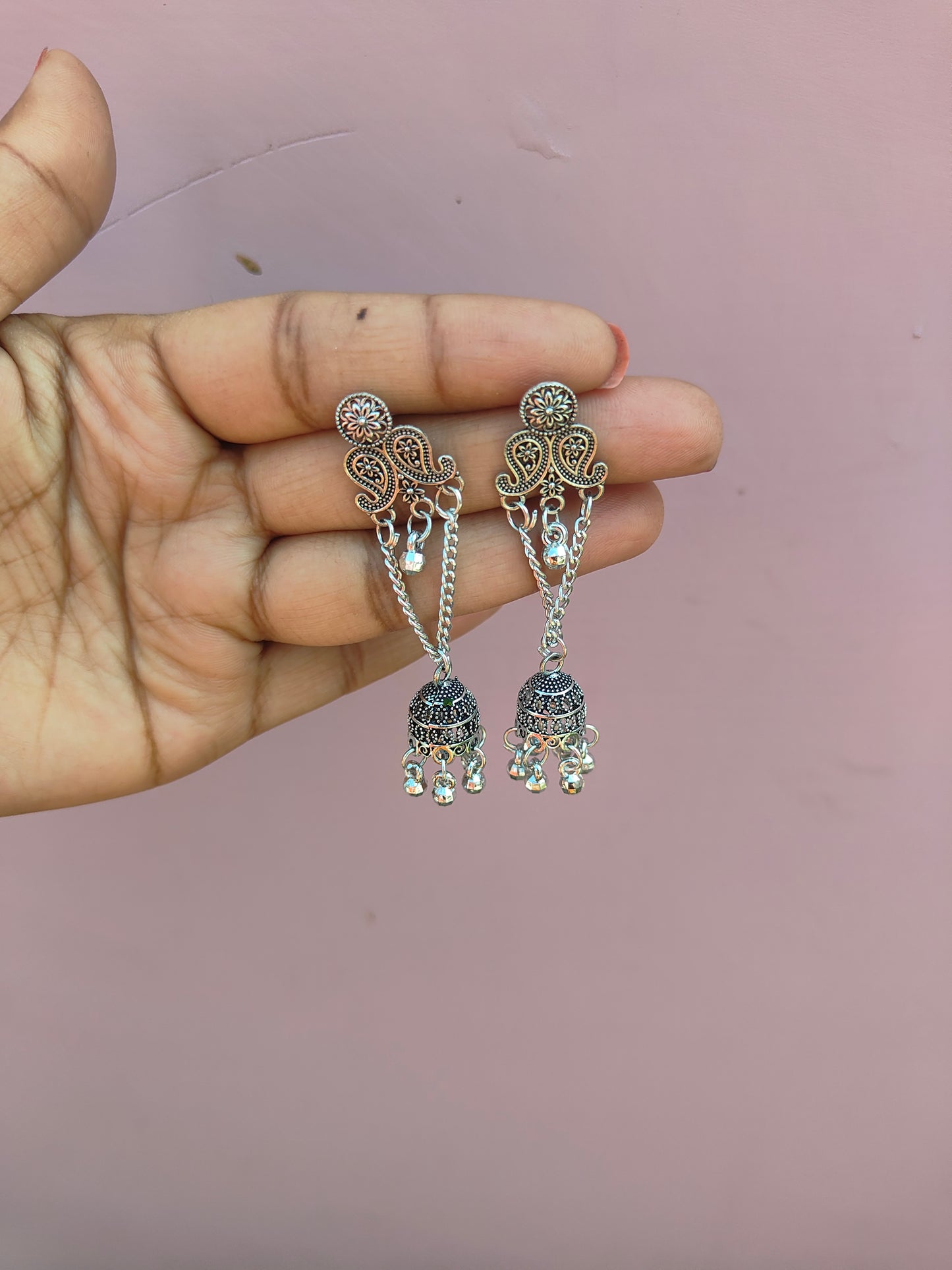 Silver ghungroo Lear jhumka