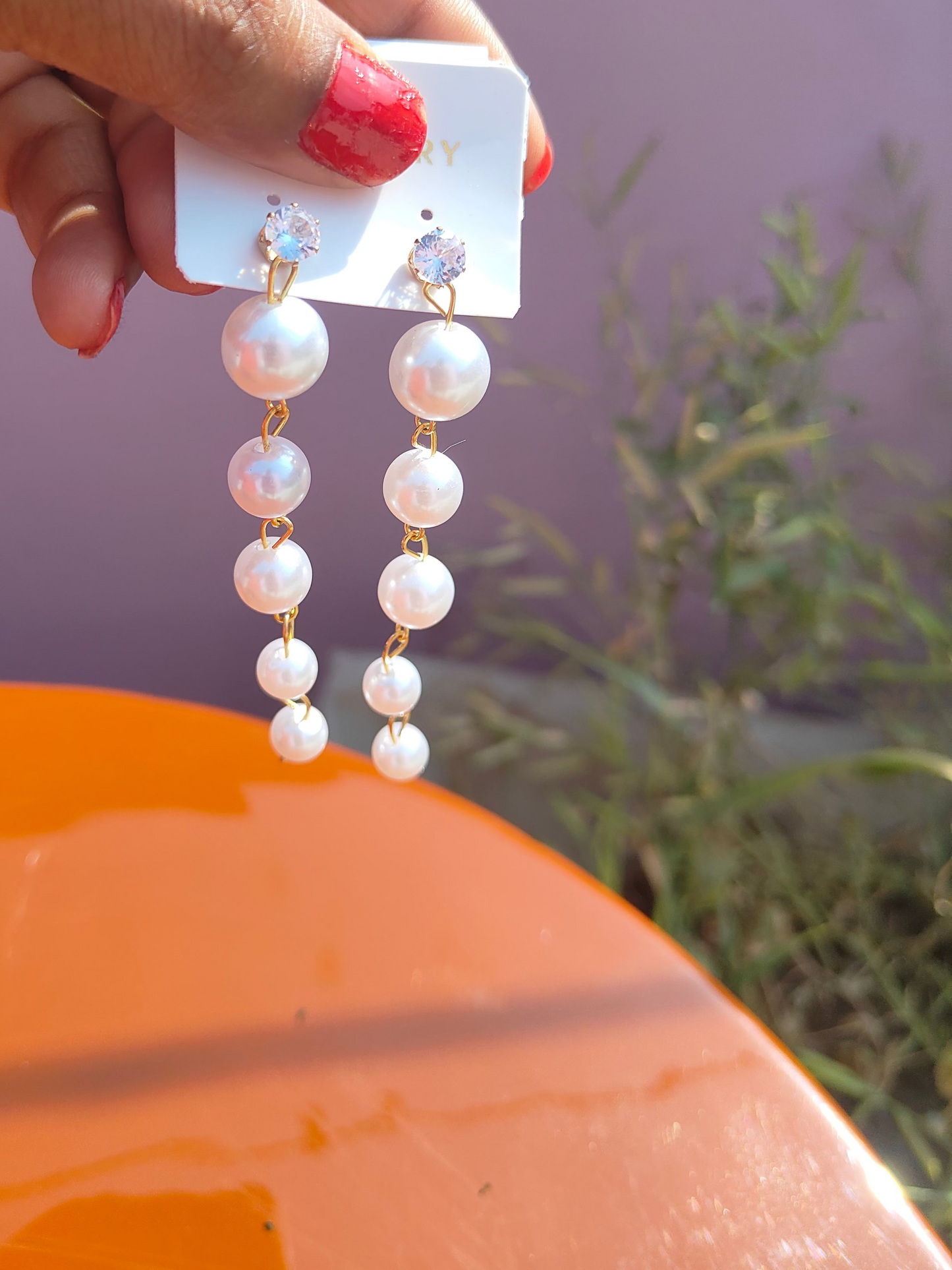 White Moti Lear earring