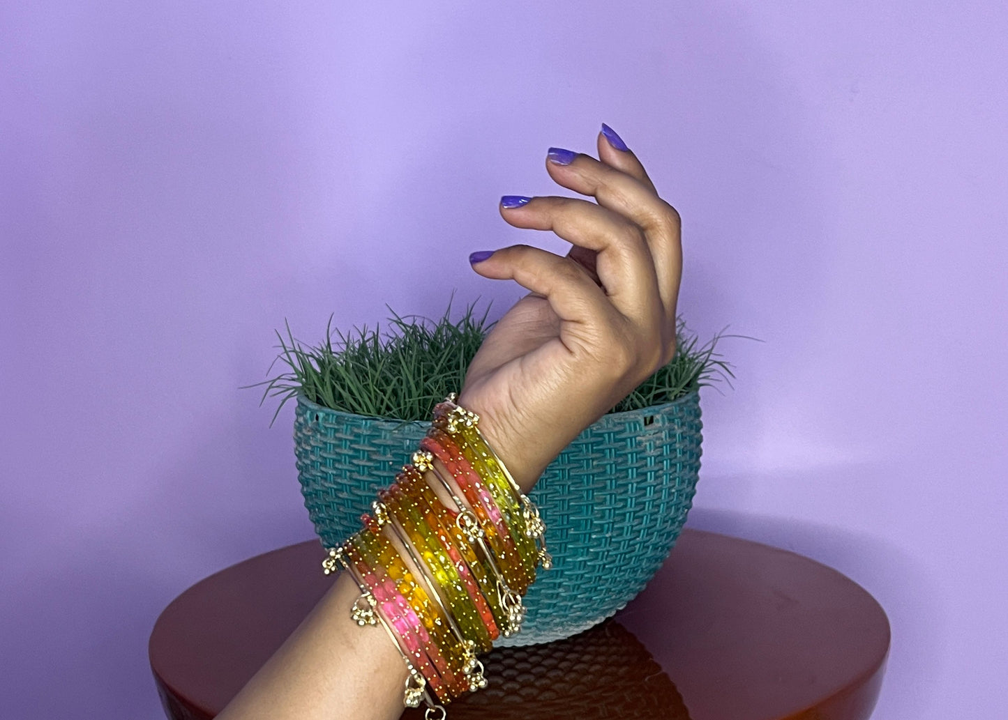 Kashmiri bangles multicolour 12 pieces bangles and 4 pics ghungroo bangles