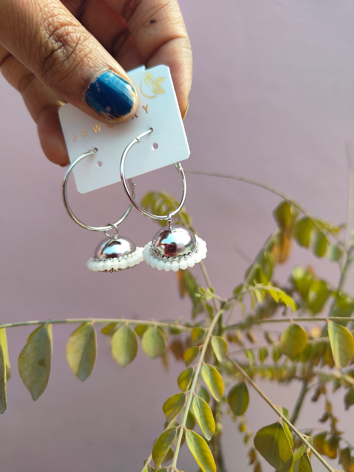 White colour earrings