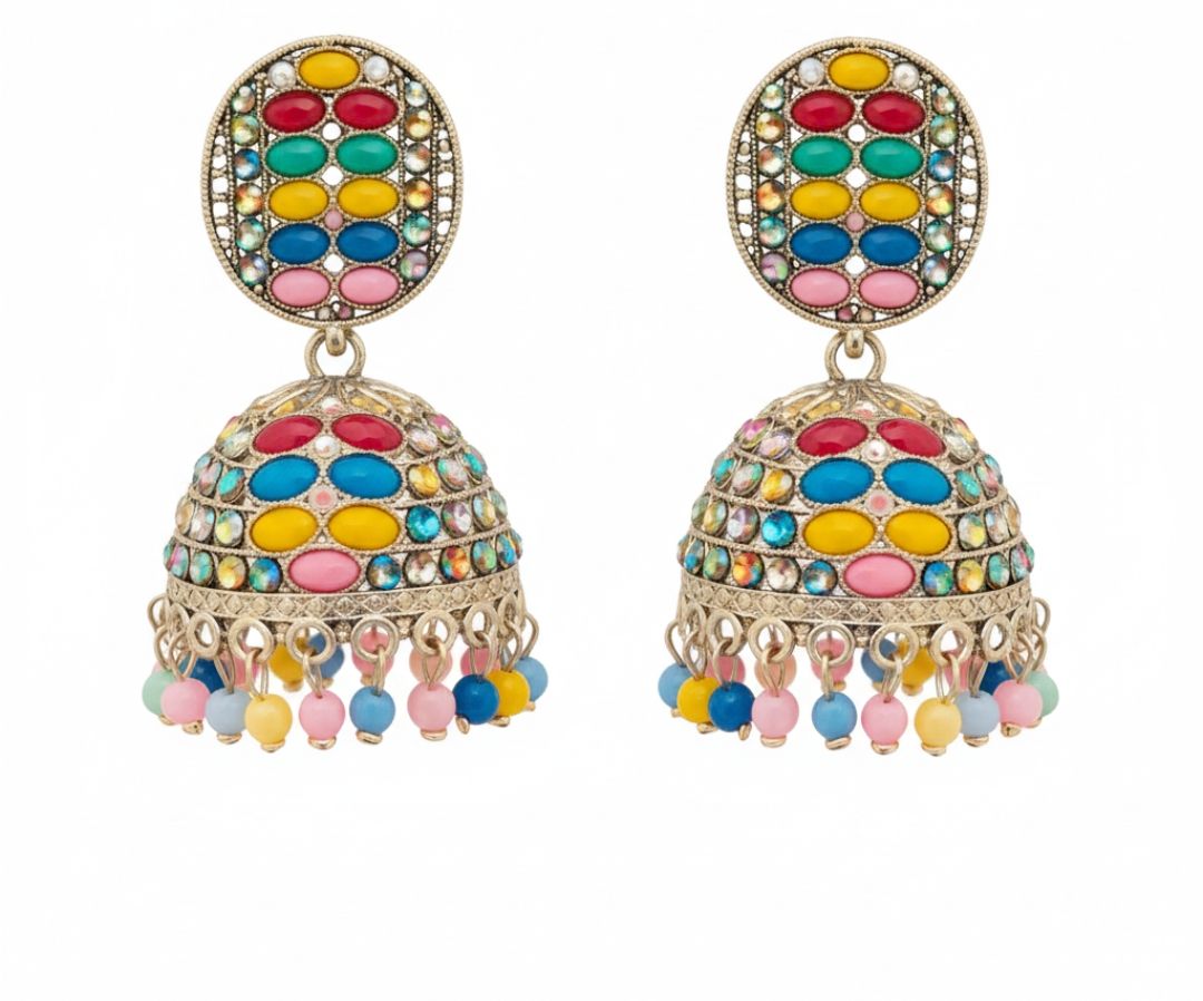 Multicolour jhumka earring