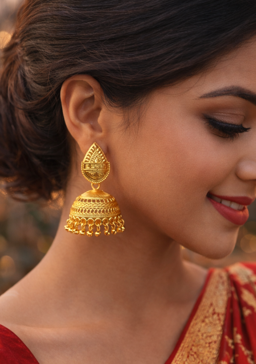Artificial gold plated earring