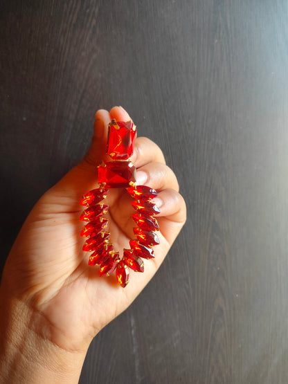 Red stone earrings
