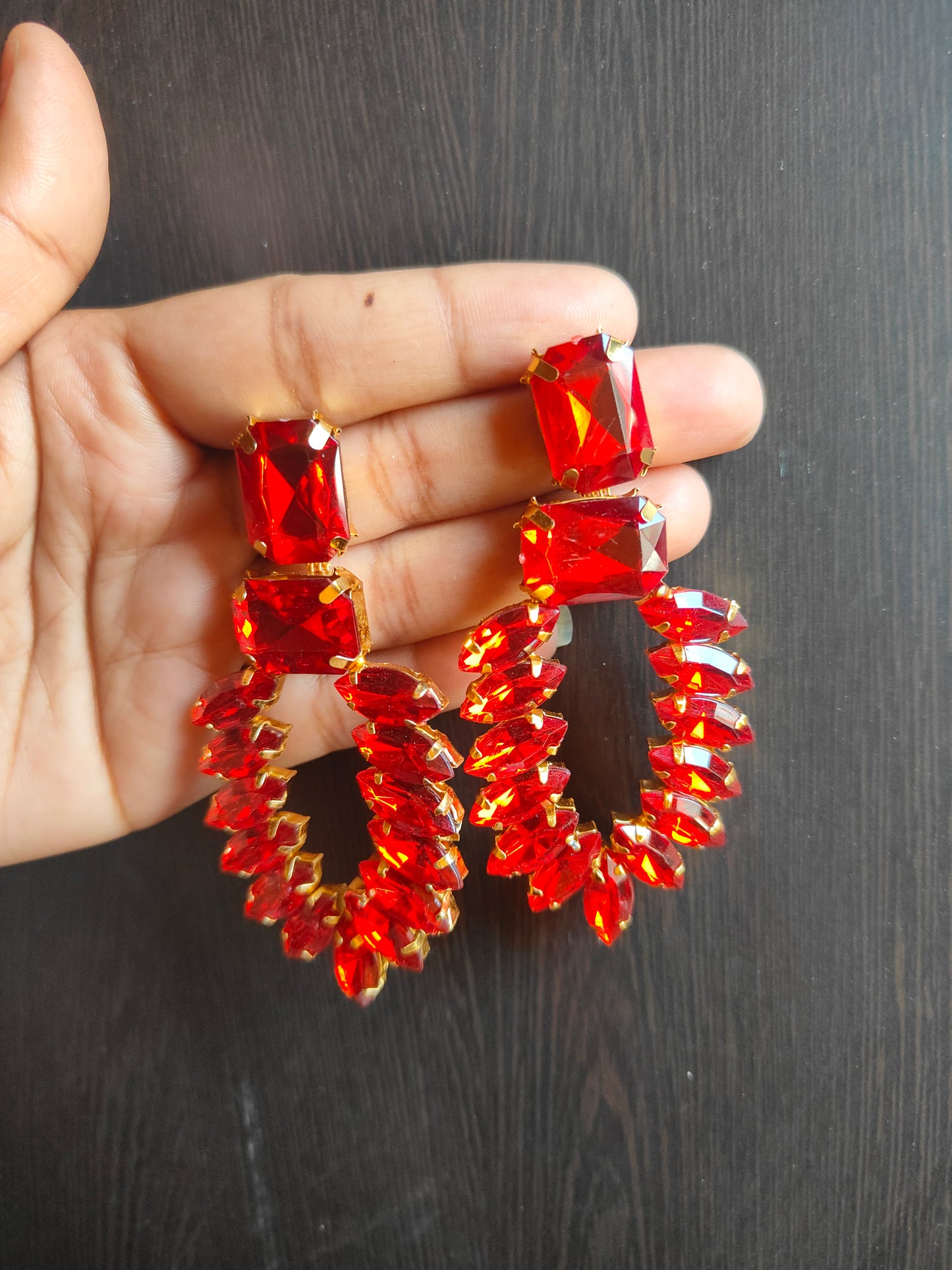 Red stone earrings