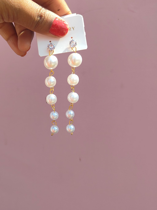 White Moti Lear earring