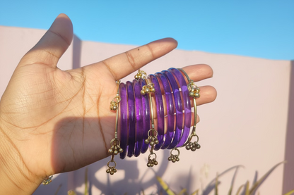 Purple jelly bangles with ghungroo bangles