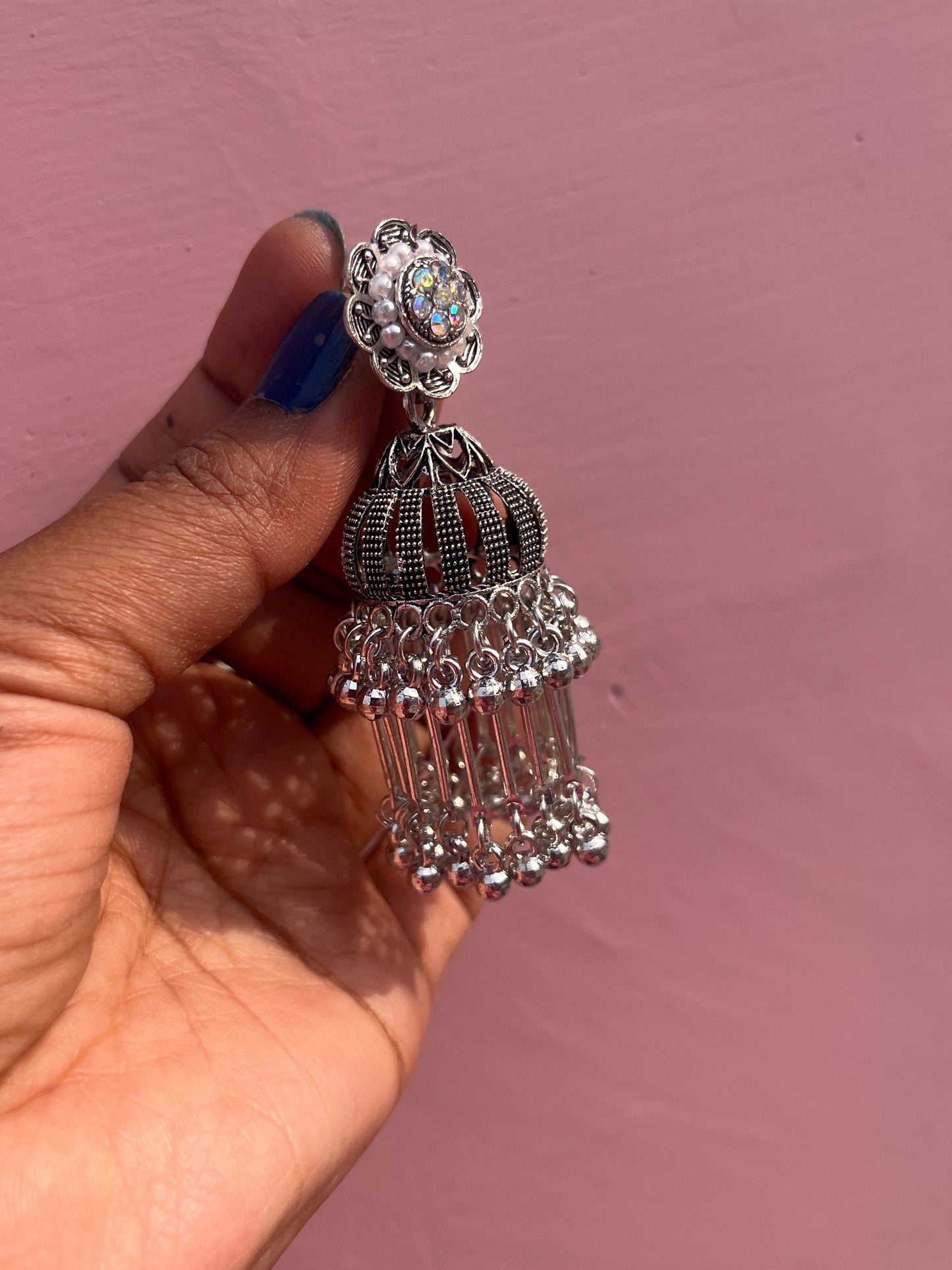 Silver long earrings