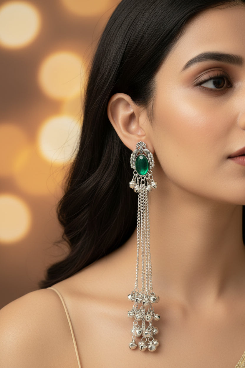 Silver kashmiri earrings