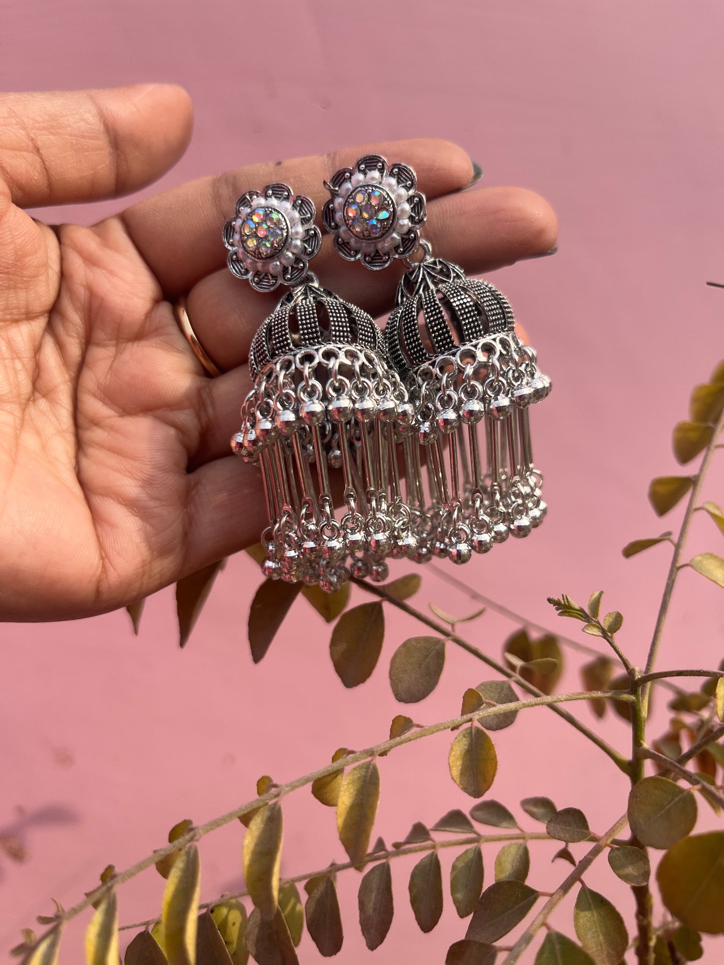 Silver long earrings