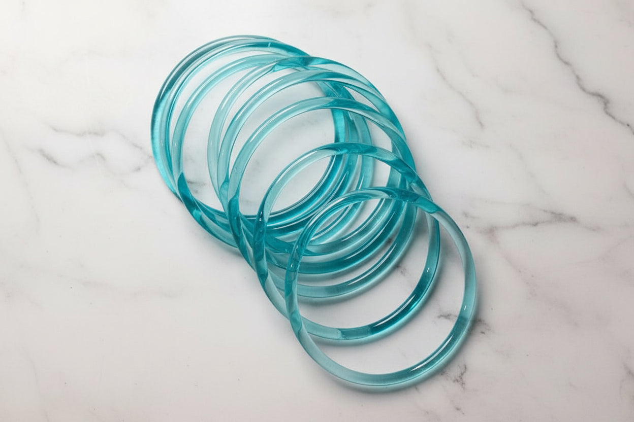 Blue jelly bangles with ghungroo bangles