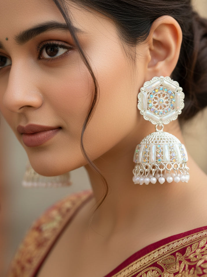 White stone jhumka