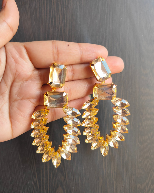 Gold stone earrings