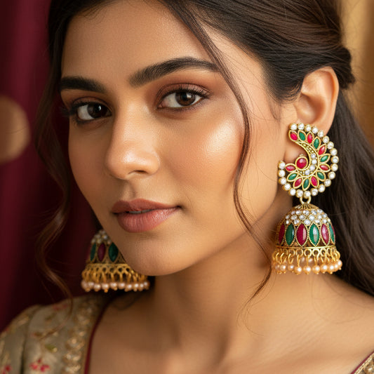 Multi colour jhumka earrings