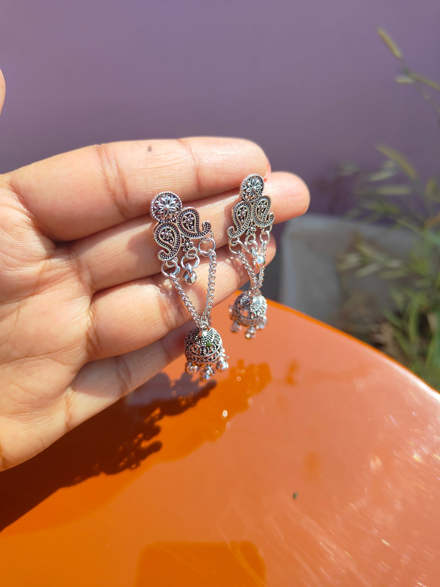 Silver ghungroo Lear jhumka