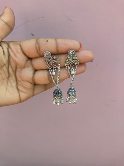 Silver ghungroo Lear jhumka