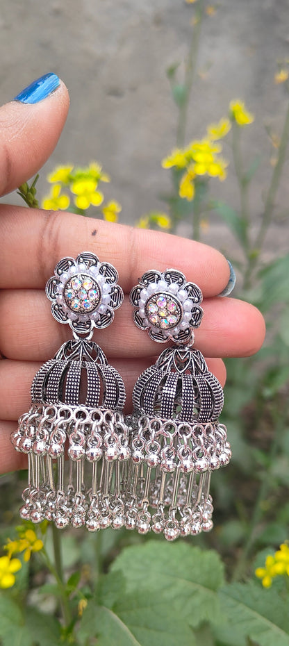 Silver long earrings