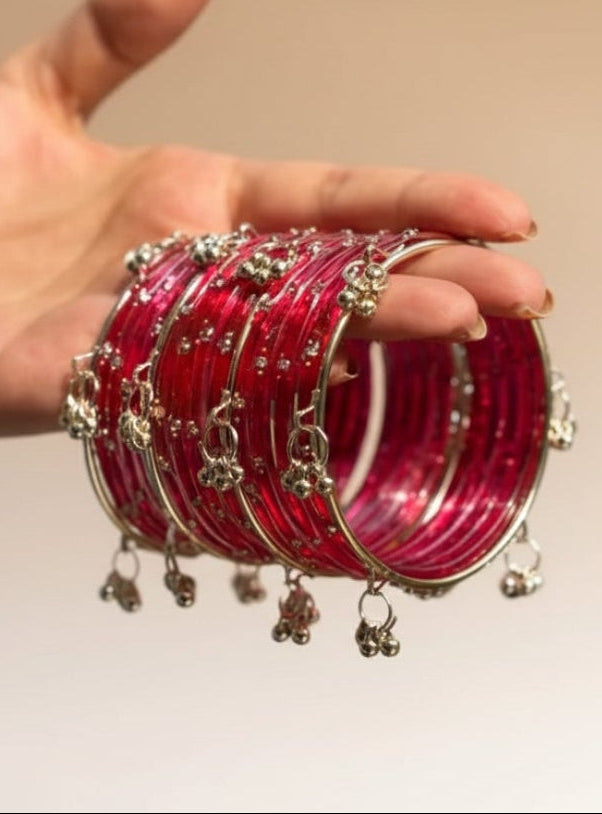 Red Kashmiri bangles 12 pieces bangles 4 pics ghungroo bangles