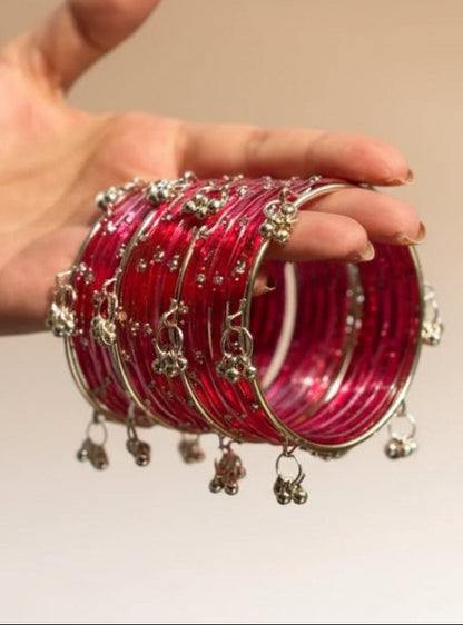 Red Kashmiri bangles 12 pieces bangles 4 pics ghungroo bangles