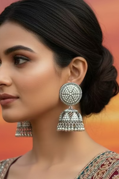 Bareilly silver jhumkas
