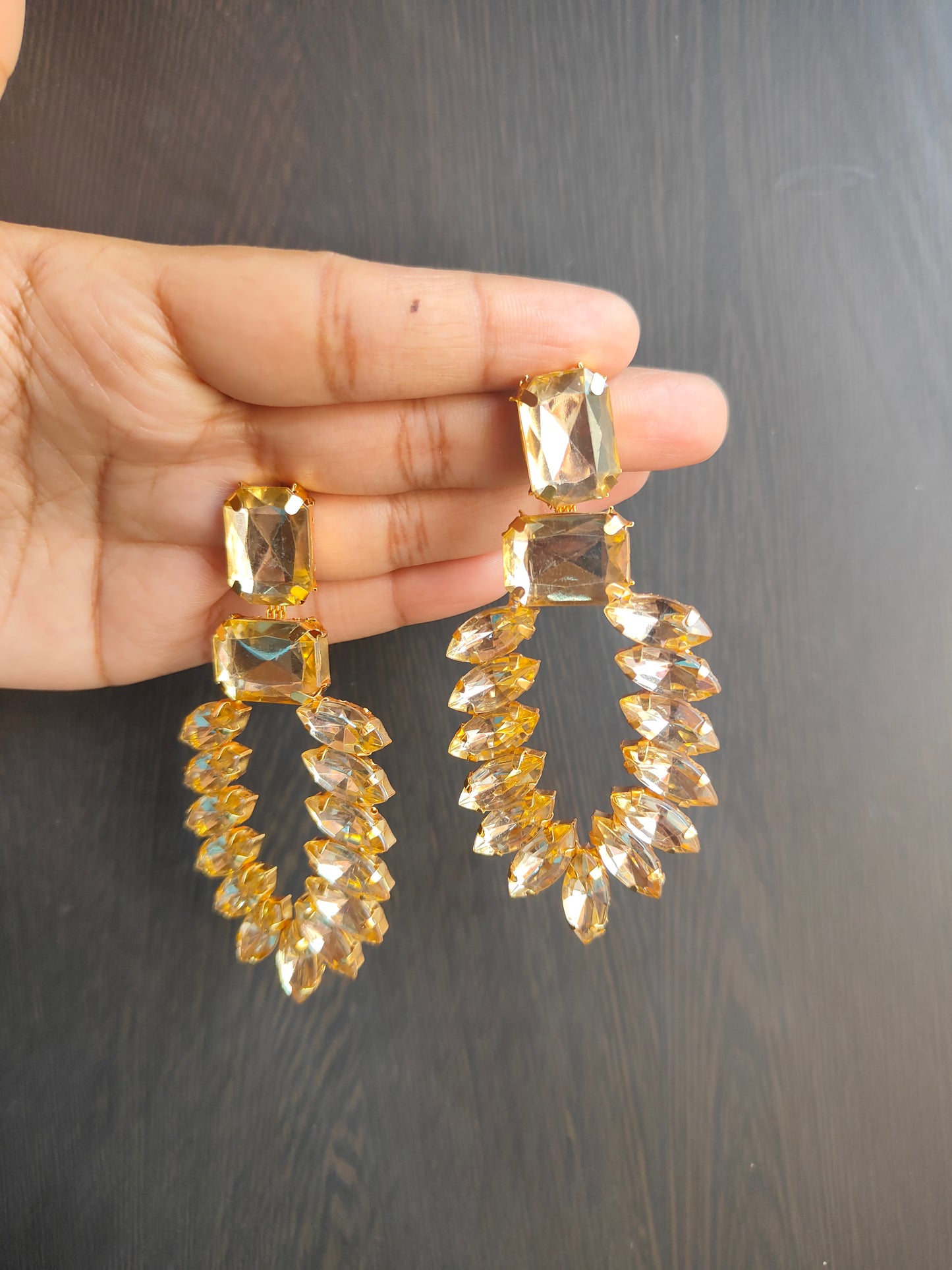 Gold stone earrings