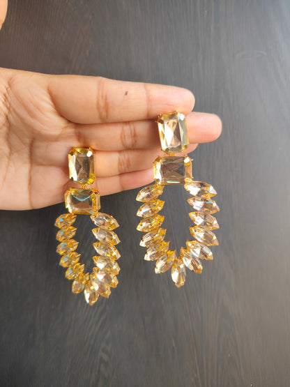 Gold stone earrings