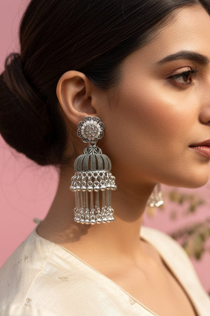 Silver long earrings