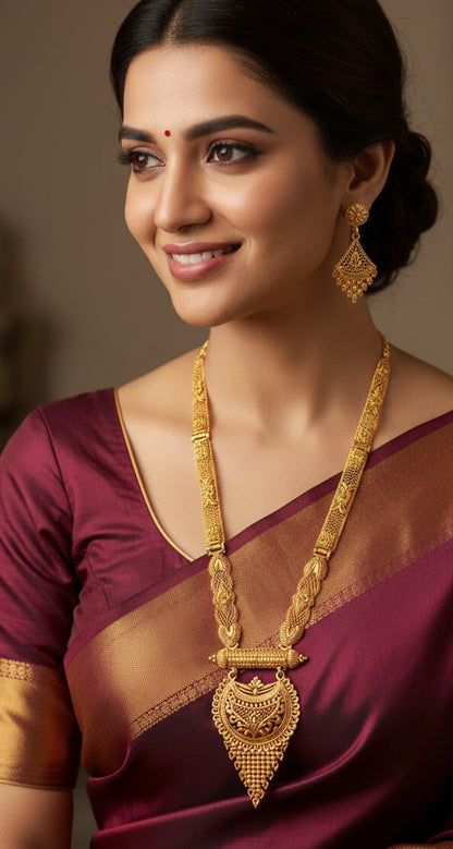 Gold design mangalsutra with earrings