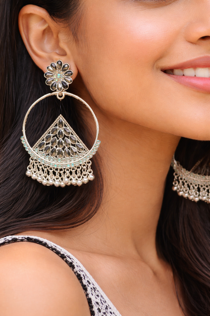Long silver earrings