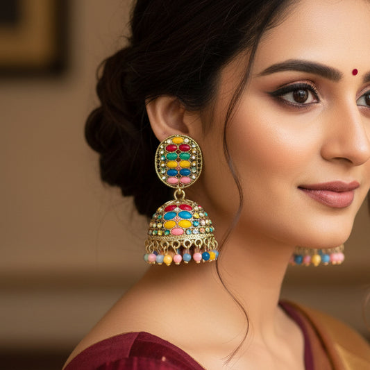 Multicolour jhumka earring