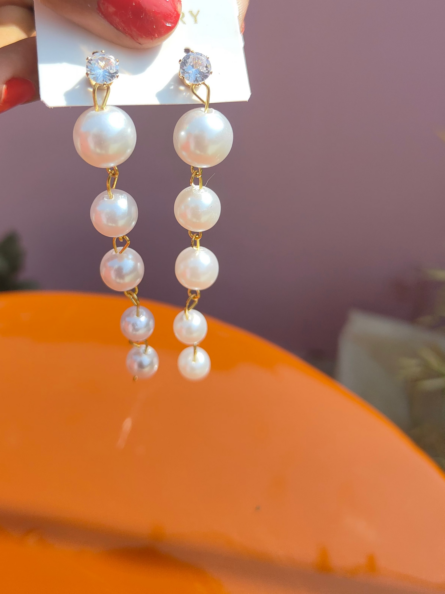 White Moti Lear earring