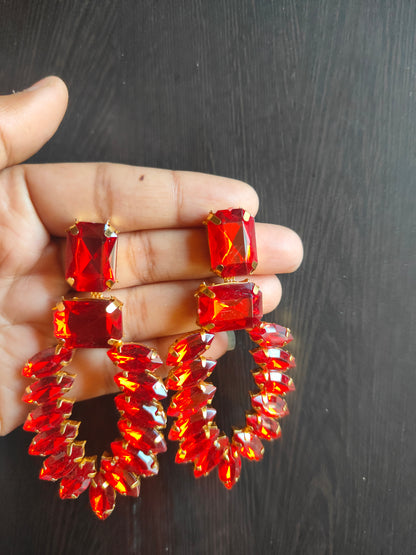 Red stone earrings