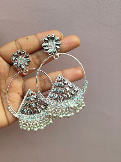 Long silver earrings