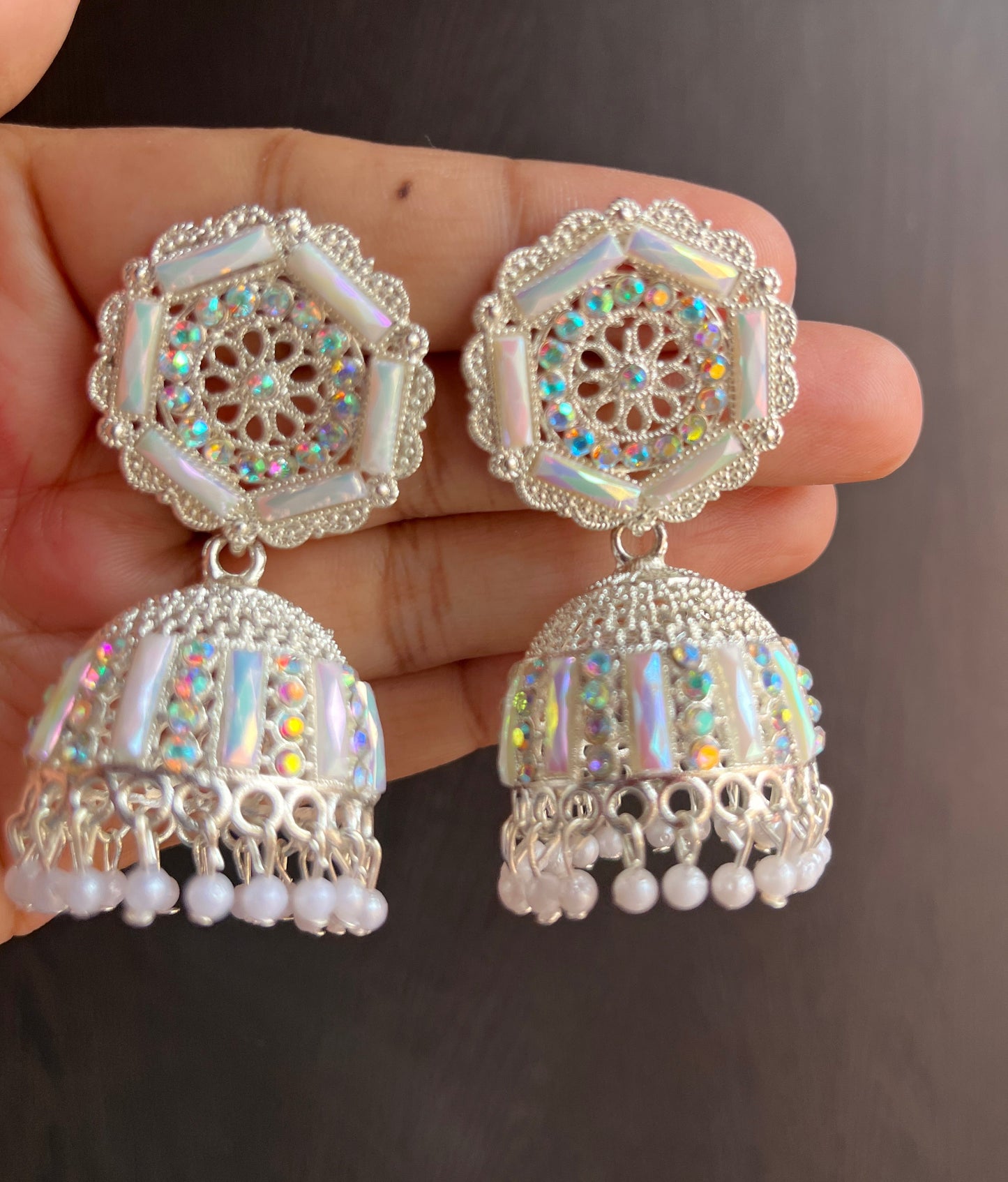 White stone jhumka