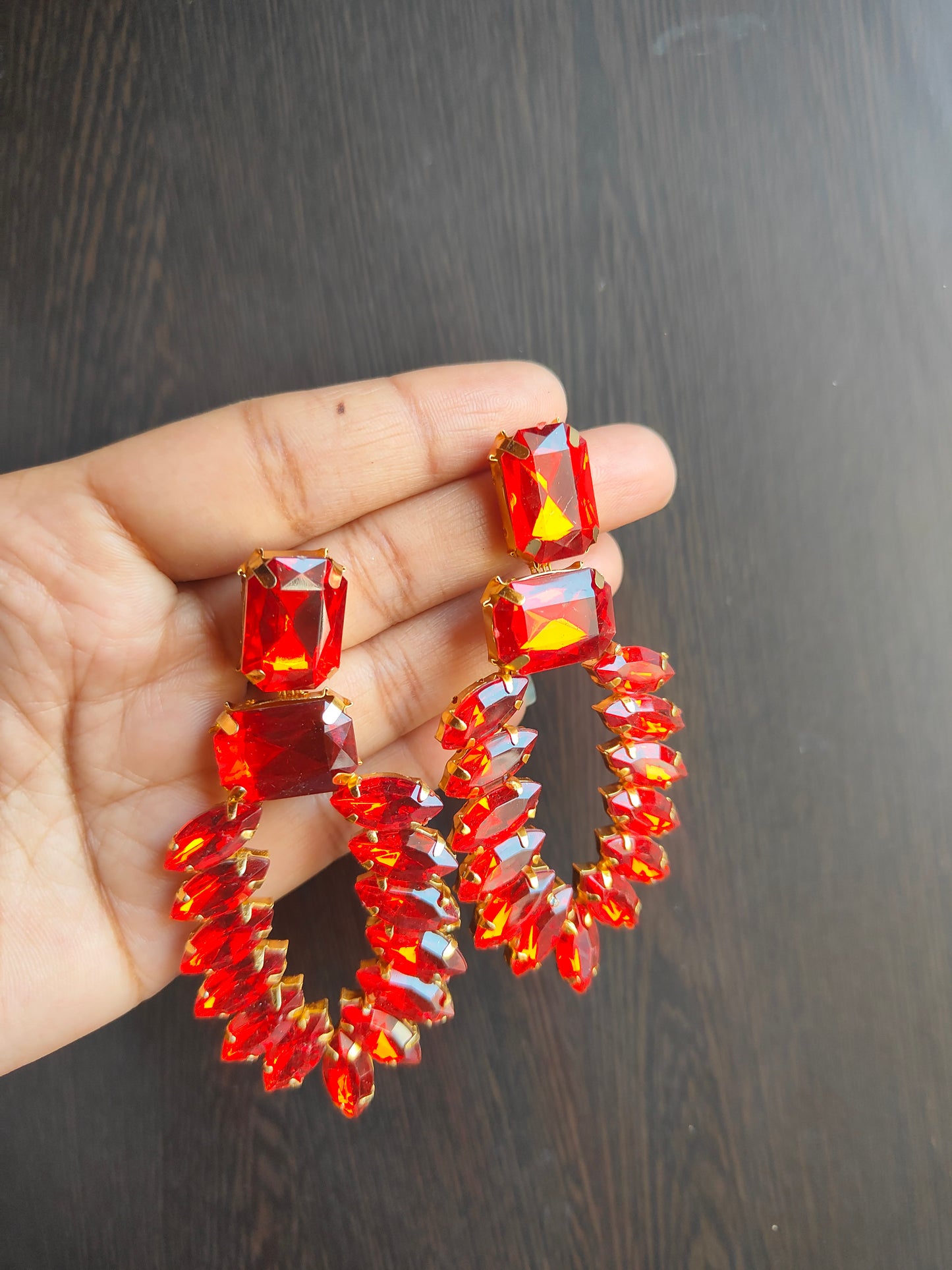 Red stone earrings