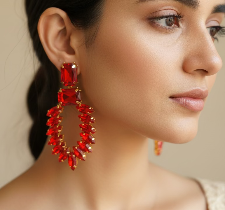 Red stone earrings