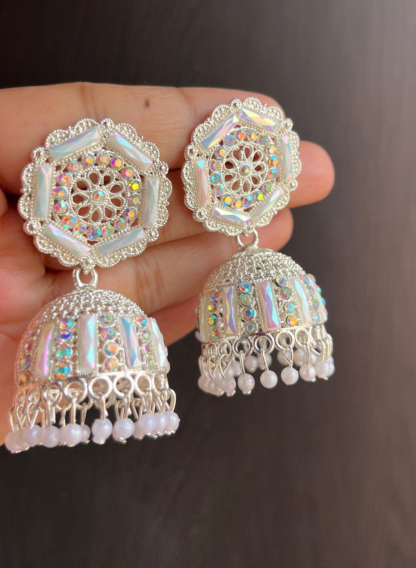 White stone jhumka